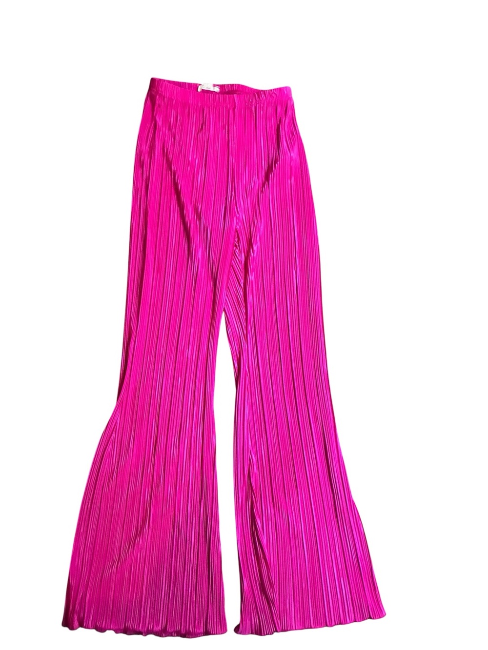 Good American Hot Pink Pleated Flare Pants